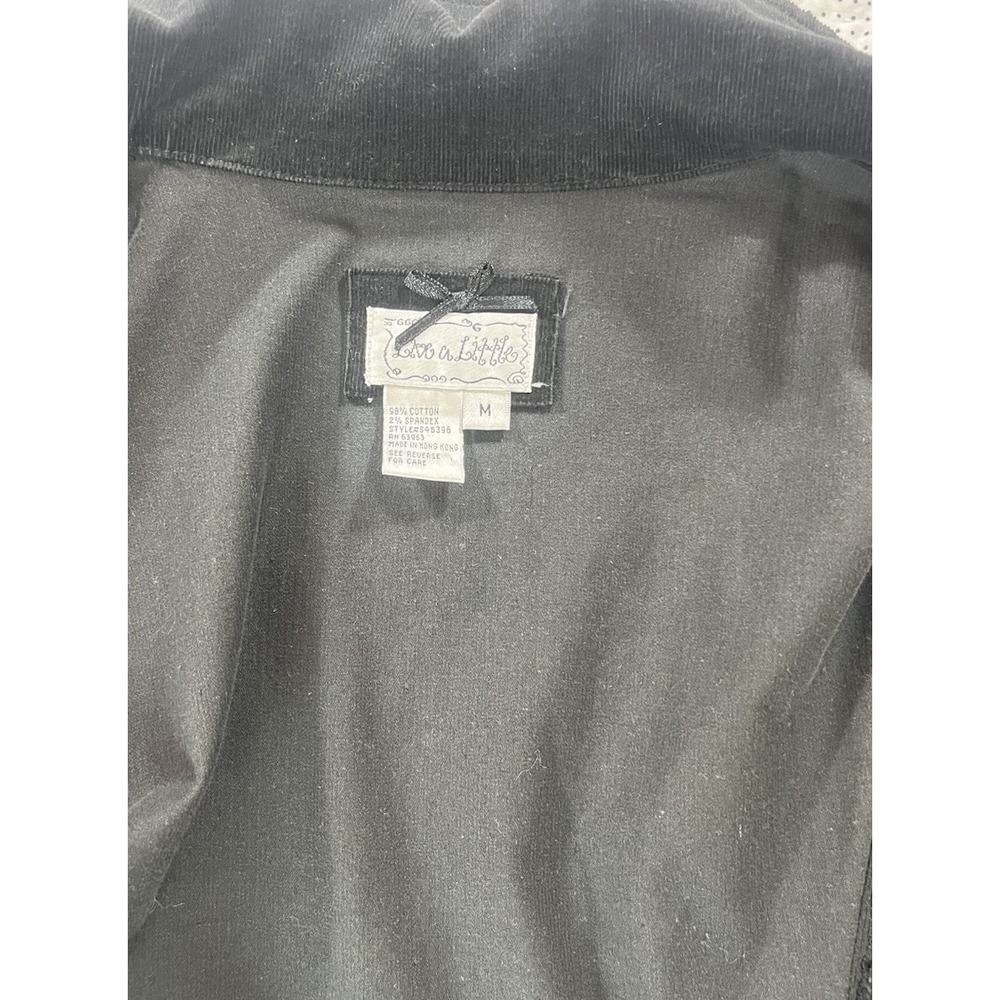 Live A little Black Corduroy Jacket Women Medium Y2K Button Up π Pockets Gilmore - Picture 9 of 12